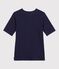 Tee-shirt femme en coton manches courtes uni bleu SMOKING