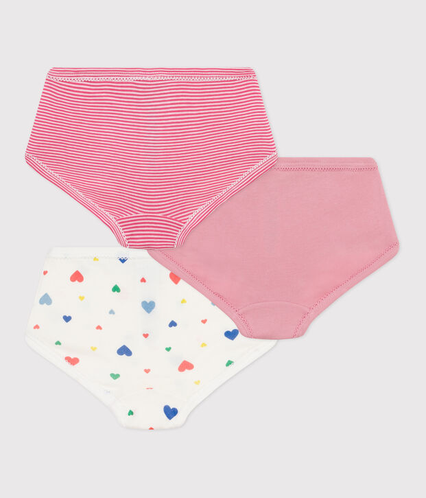 Lot de culottes enfant en coton taille haute imprim&eacute; c&oelig;urs multicouleur