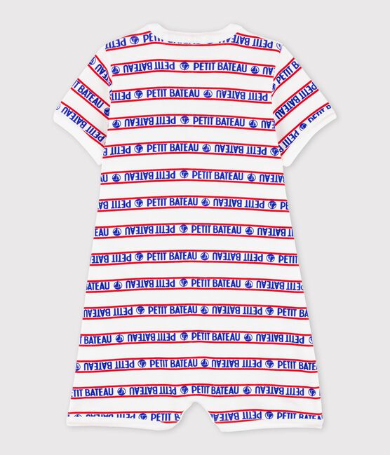 Combicourt Petit Bateau bébé en coton blanc MARSHMALLOW/rouge TERKUIT/ MULTICO