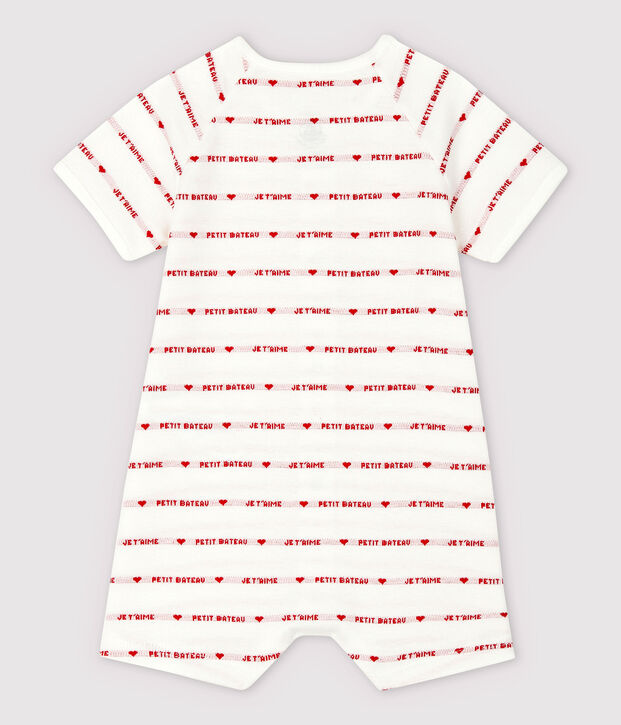 Combicourt Petit Bateau Je t'aime en jacquard en coton biologique blanc/rouge