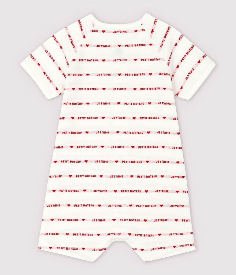 Combicourt Petit Bateau Je t'aime en jacquard en coton biologique blanc/rouge