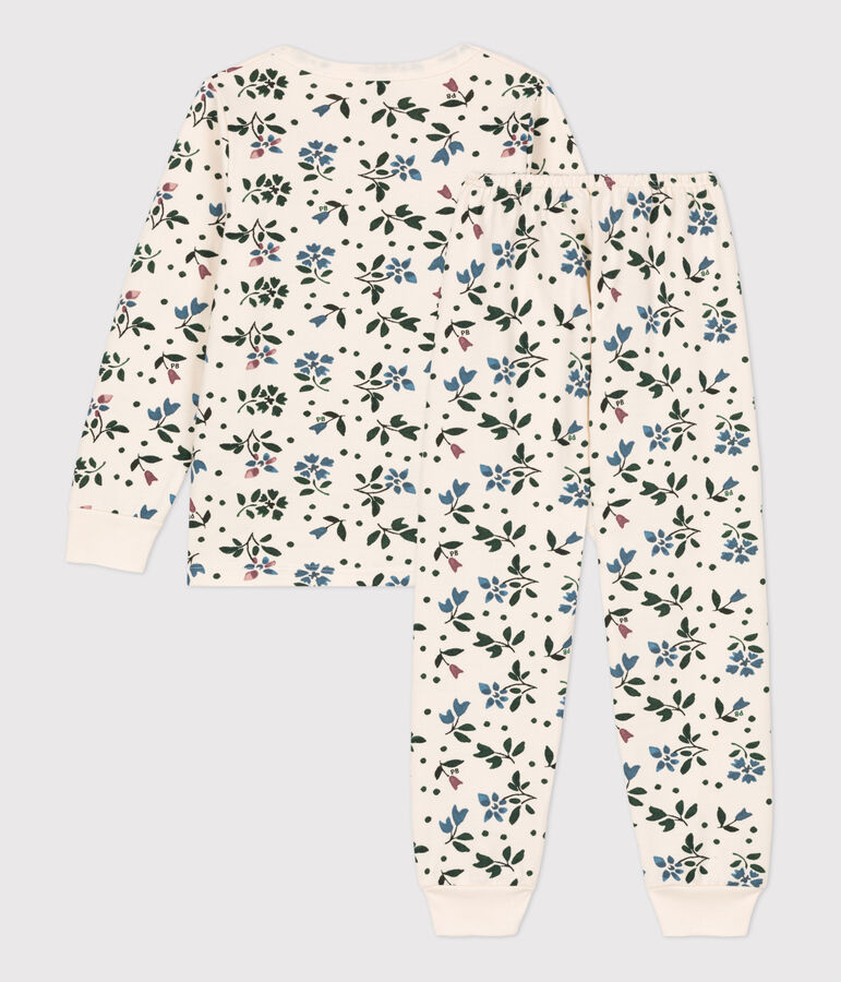 Pyjama fleur petite fille en molleton blanc AVALANCHE/ MULTICO