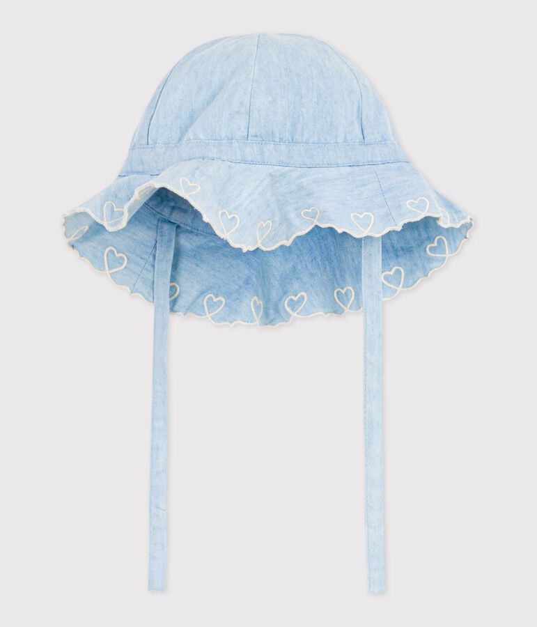 Capeline b&eacute;b&eacute; fille en chambray bleu