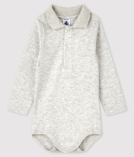 Body manches longues col polo bébé gris BELUGA CHINE