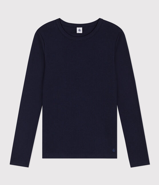 Tee-shirt l'Iconique manches longues en côte unie femme bleu SMOKING