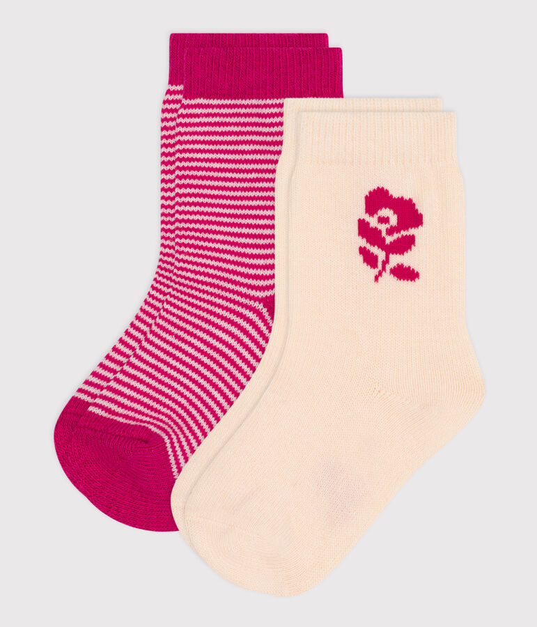 2 paires de chaussettes en coton fleurs b&eacute;b&eacute; variante 1