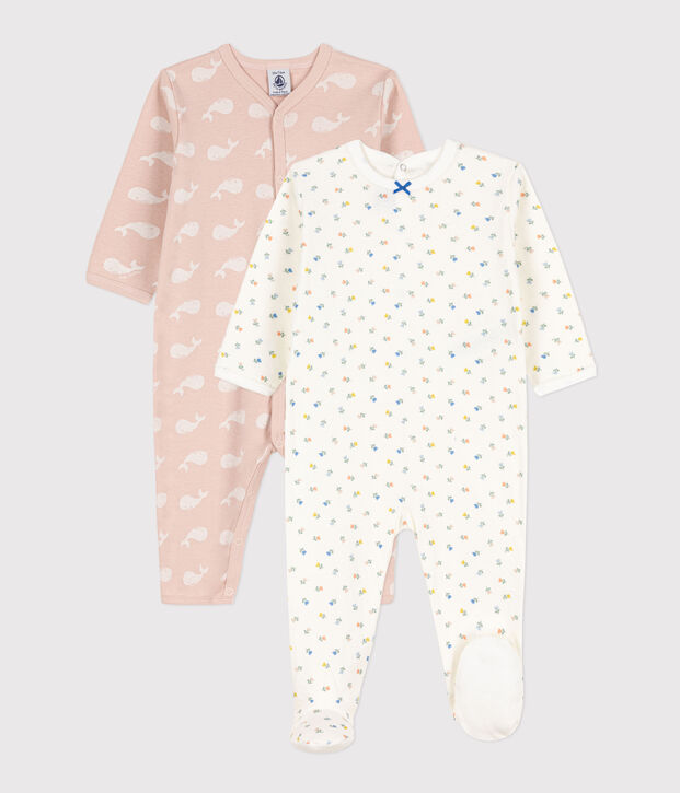 Lot de 2 dors bien fleurs et baleines roses en coton multicouleur