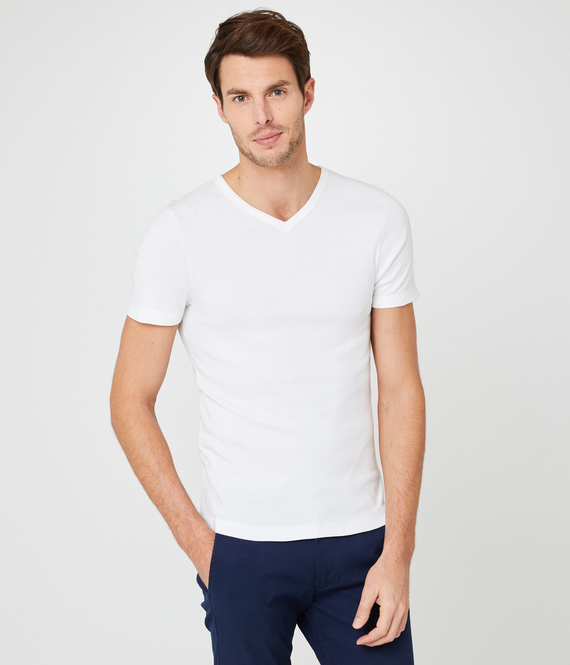 tee shirt col v homme