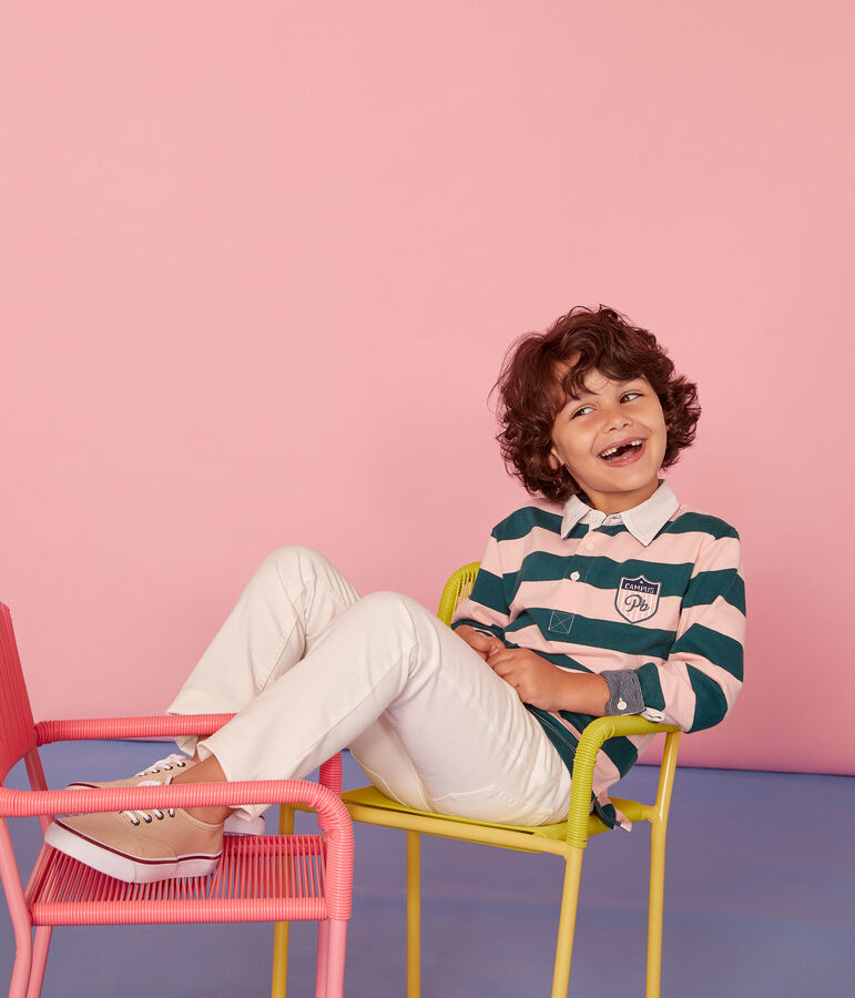 Rugby polo enfant gar&ccedil;on vert/rose