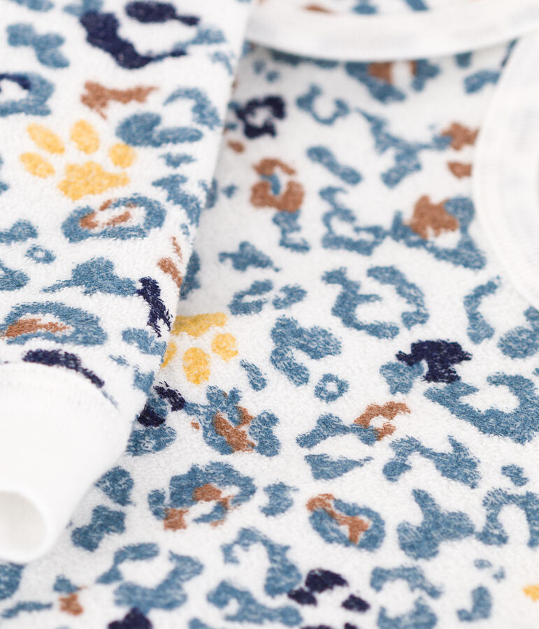 Pyjama b&eacute;b&eacute; en bouclette &eacute;ponge blanc MARSHMALLOW/blanc MULTICO