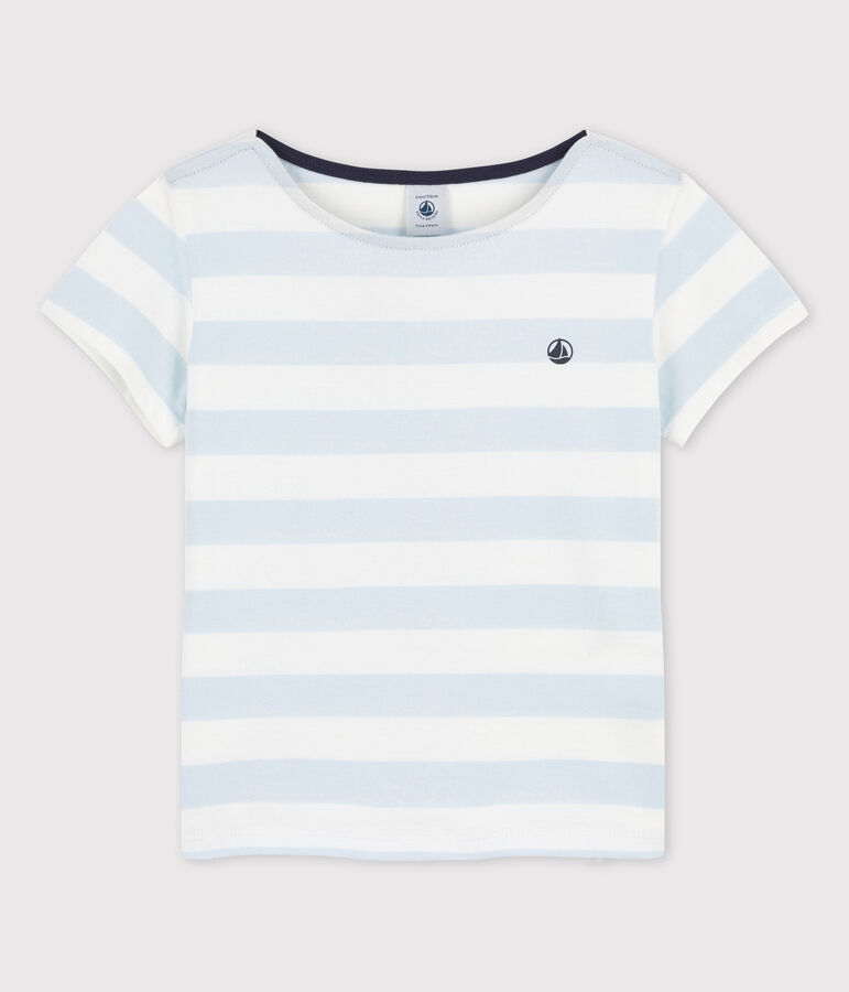 T-shirt manches courtes en coton enfant fille PLEINAIR/ MARSHMALLOW