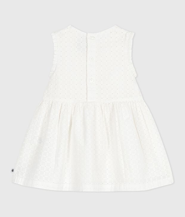 Robe blanche b&eacute;b&eacute; en coton broderie anglaise sans manches blanc