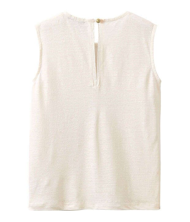 Top femme sans manches en lin blanc