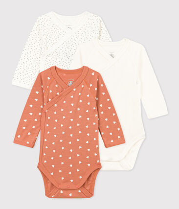 PETIT BATEAU - Lot de 3 bodies croisés manches longues en coton