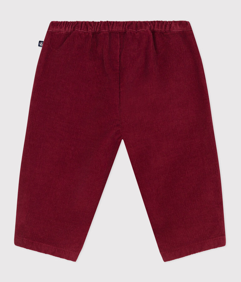 Pantalon b&eacute;b&eacute; en velours uni rouge AMARANTE