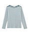 Tee-shirt manches longues femme bleu FONTAINE/blanc MARSHMALLOW
