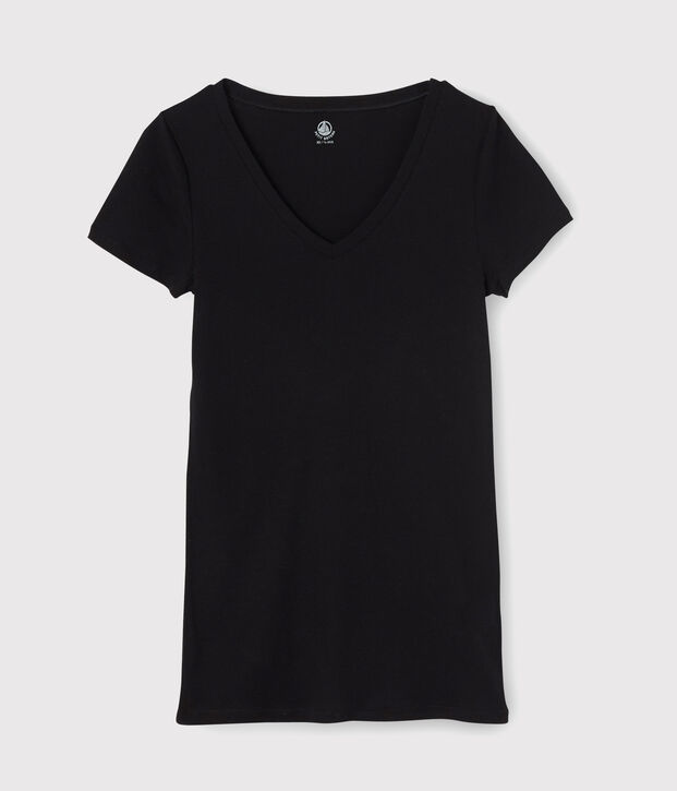 Tee-shirt L'ICONIQUE col V en coton Femme noir