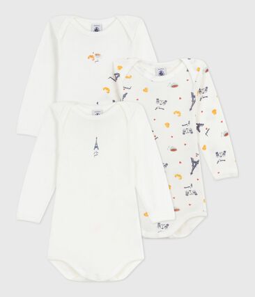 Lot de bodies manches longues en coton imprimé Paris bébé