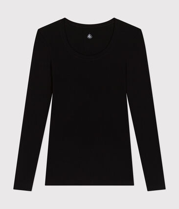 Tee-shirt femme en coton col danseuse manches longues