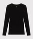 Tee-shirt femme en coton col danseuse manches longues  