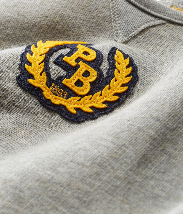 Combinaison longue b&eacute;b&eacute; gar&ccedil;on en molleton gris/jaune