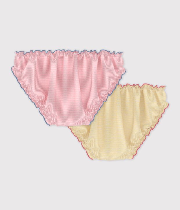 Lot de culottes fronc&eacute;es femme en coton multicouleur