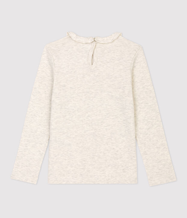 Tee-shirt manches longues en coton enfant fille beige chin&eacute;
