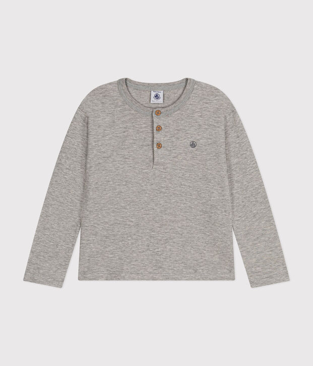 Tee-shirt manches longues en coton enfant gar&ccedil;on gris