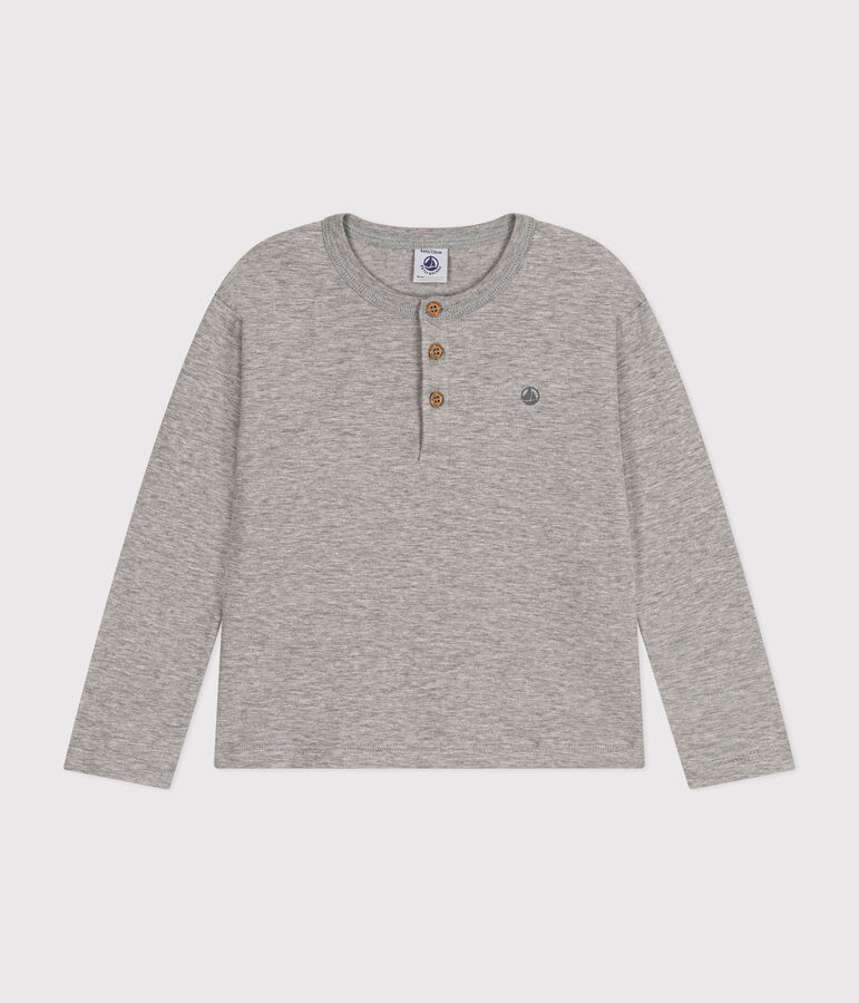 Tee-shirt manches longues en coton enfant gar&ccedil;on gris CHATON CHINE