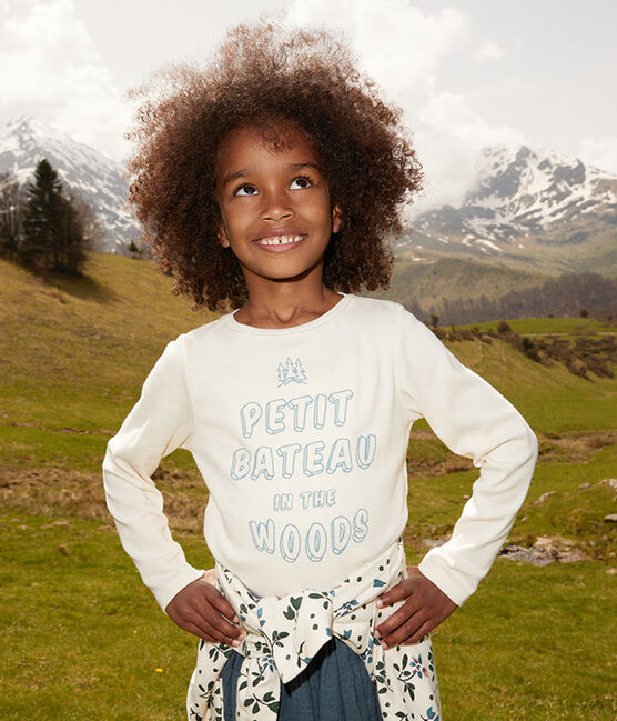 Tee-shirt manches longues en coton enfant fille / garçon blanc AVALANCHE/ ROVER/ MULTICO