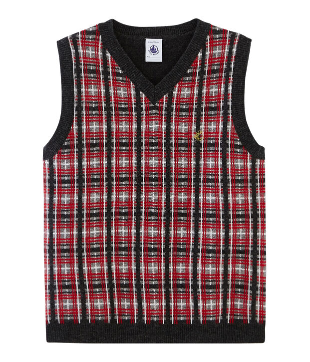 Pull sans manches enfant gar&ccedil;on gris/multicouleur