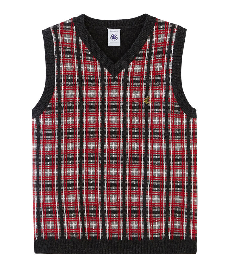 Pull sans manches enfant gar&ccedil;on gris/multicouleur