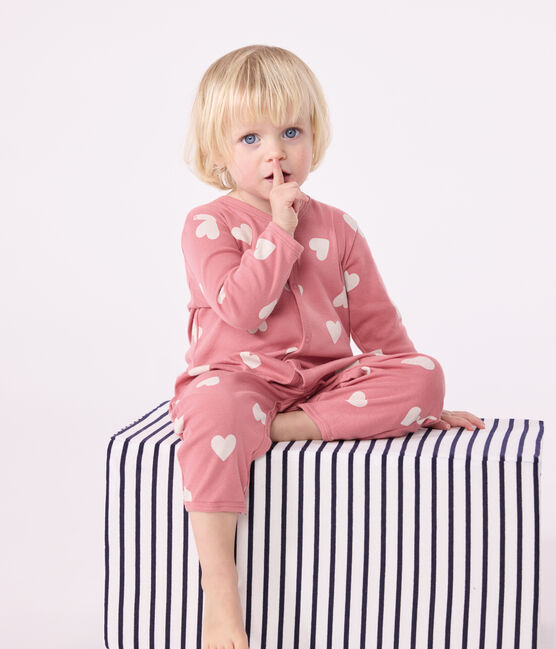 Pyjama sans pieds imprimé en coton bébé rose ROSEWOOD/ MARSHMALLOW