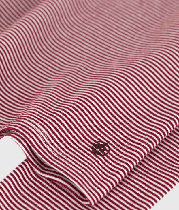 Tee-shirt femme l'iconique en coton manches longues rouge/blanc