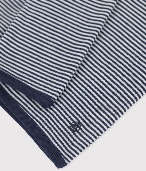 Cardigan ray&eacute; milleraies en coton bio b&eacute;b&eacute; bleu/blanc
