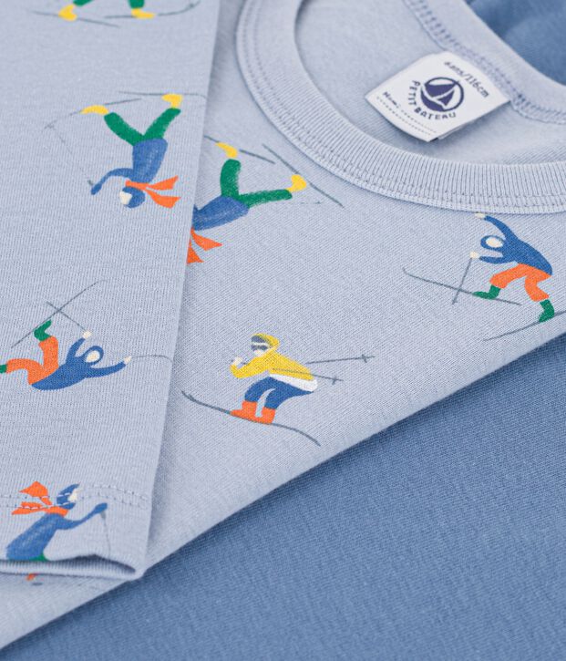 Lot de tee-shirts enfant en coton manches longues imprim&eacute; multicouleur