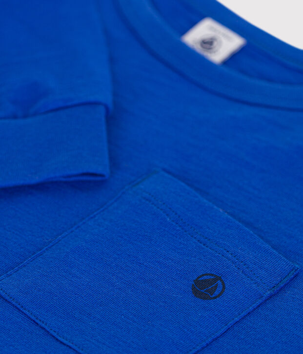 Tee-shirt manches longues en jersey flamm&eacute; enfant gar&ccedil;on bleu