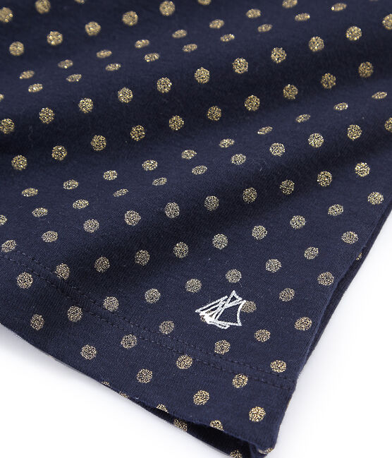 Sous pull enfant fille à pois bleu SMOKING/jaune DORE