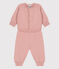 Ensemble 2 pièces bébé en tricot laine et coton rose SALINE