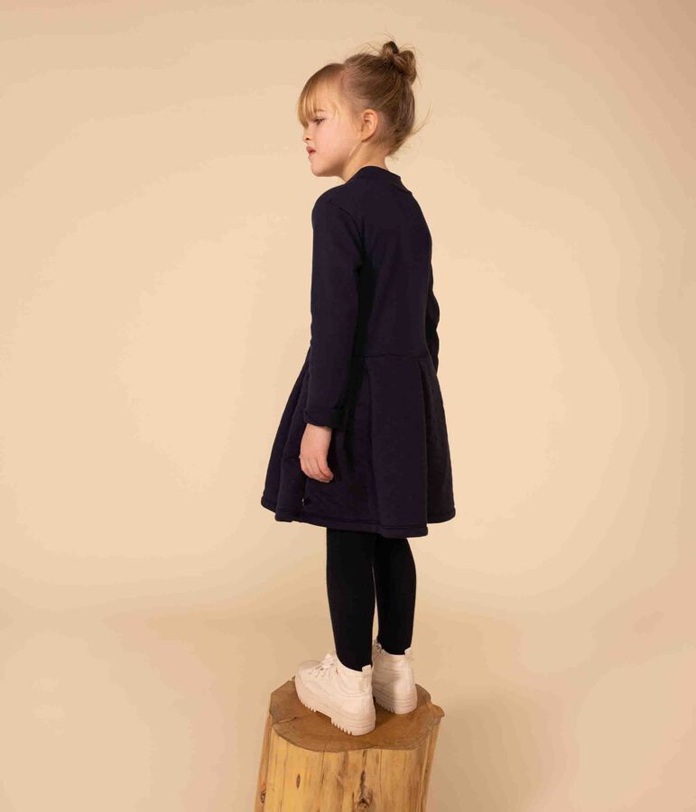 Robe manches longues unie enfant fille bleu