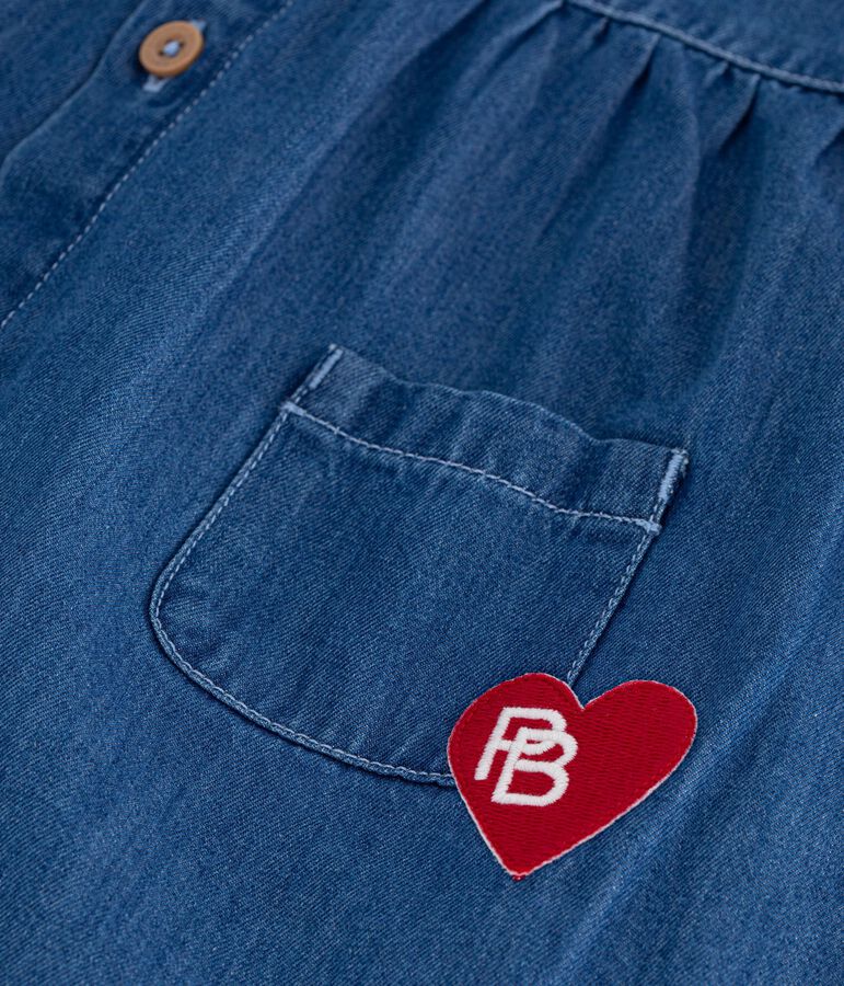 Robe b&eacute;b&eacute; en denim manches longues &agrave; col bleu DENIM CLAIR