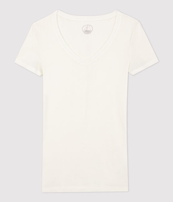 T-shirt côte légère Femme blanc MARSHMALLOW