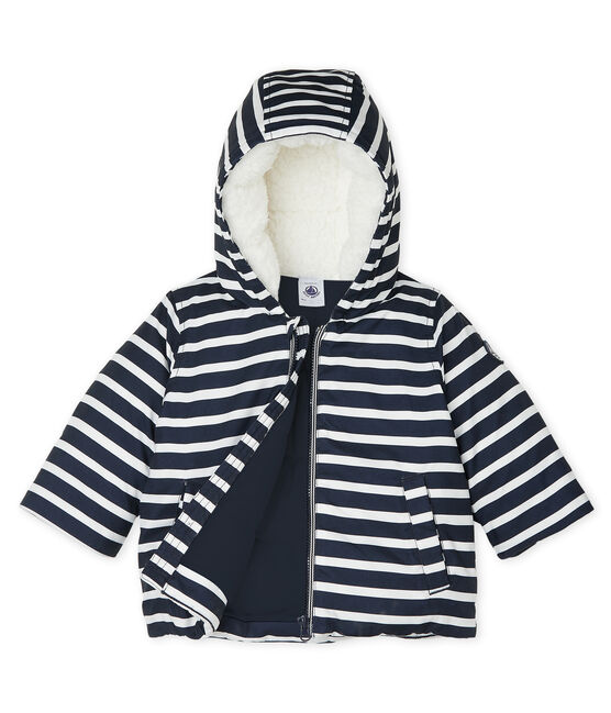 Doudoune bébé garçon rayée bleu SMOKING/blanc MARSHMALLOW