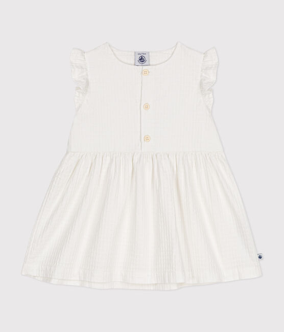 Robe sans manche en coton façonné bébé blanc MARSHMALLOW