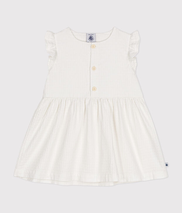 Robe sans manche en coton fa&ccedil;onn&eacute; b&eacute;b&eacute; blanc
