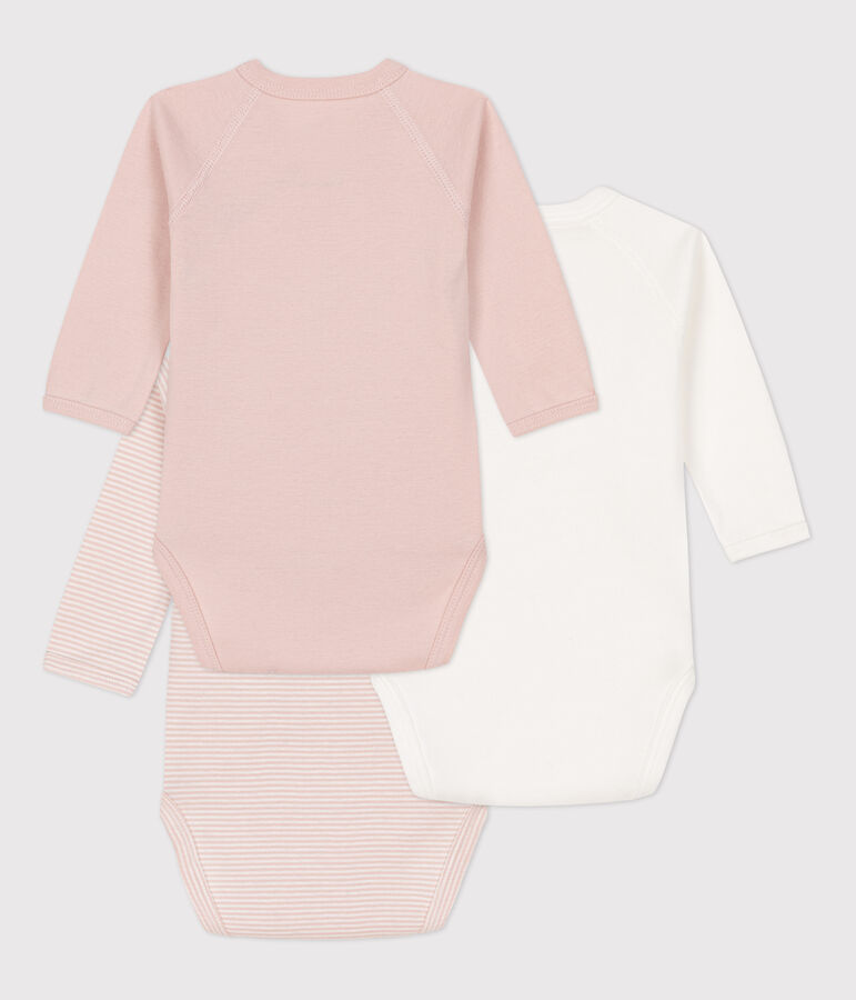 Lot de 3 bodies manches longues b&eacute;b&eacute; en coton multicouleur