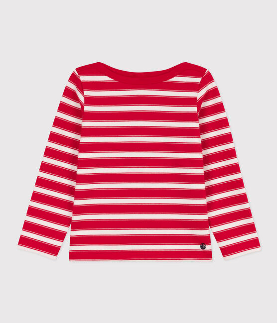 Marinière en coton épais enfant fille / garçon rouge PEPS/blanc MARSHMALLOW