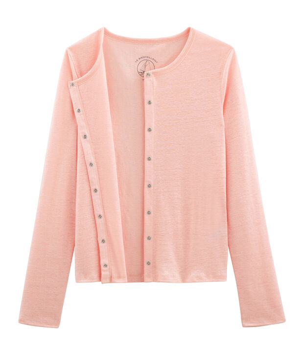 Cardigan femme en lin rose