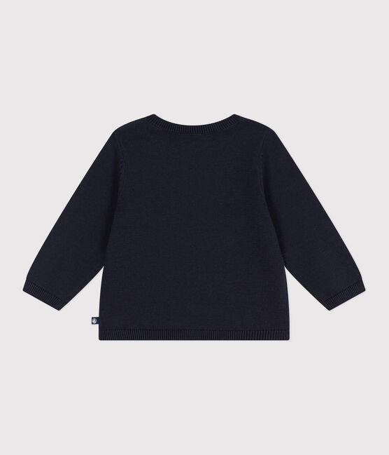 Cardigan bébé en tricot de coton uni bleu SMOKING