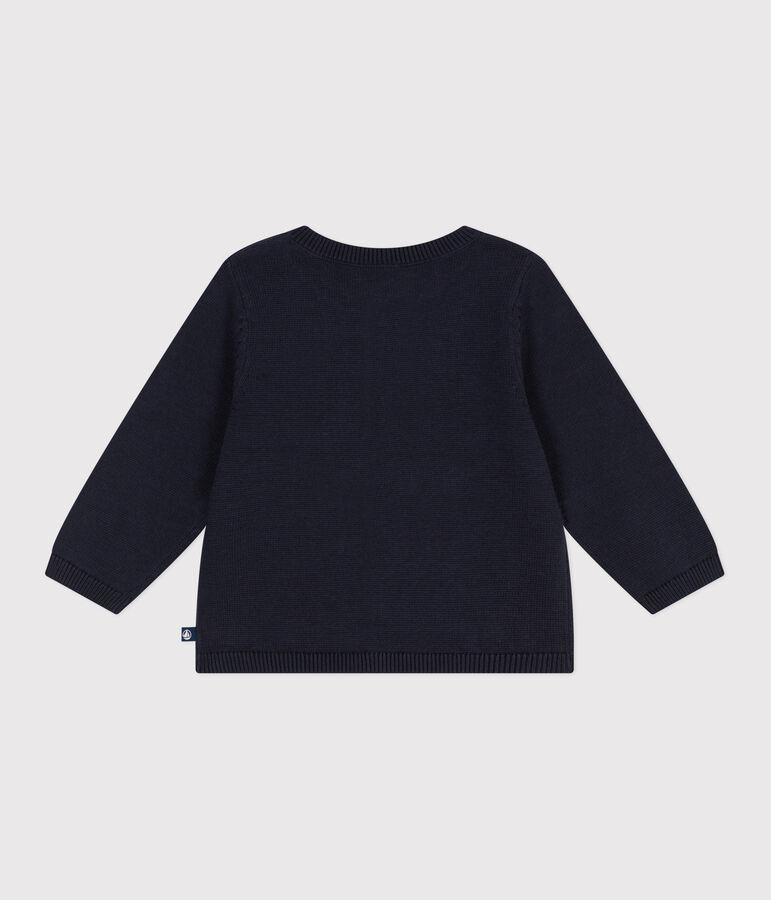 Cardigan b&eacute;b&eacute; en tricot de coton uni bleu SMOKING